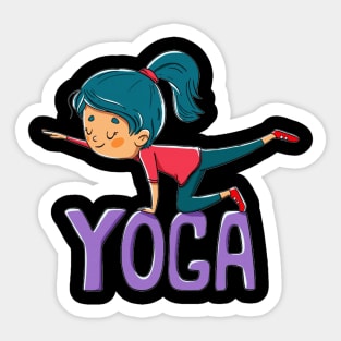 Cute Girl Doing Yoga Exercise Artwork Sticker